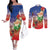 Dominican Republic Christmas Couples Matching Off The Shoulder Long Sleeve Dress and Long Sleeve Button Shirt Santa Relaxing On The Beach - Wonder Print Shop