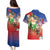 Dominican Republic Christmas Couples Matching Puletasi and Hawaiian Shirt Santa Relaxing On The Beach - Wonder Print Shop
