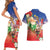 Dominican Republic Christmas Couples Matching Short Sleeve Bodycon Dress and Hawaiian Shirt Santa Relaxing On The Beach - Wonder Print Shop
