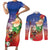 Dominican Republic Christmas Couples Matching Short Sleeve Bodycon Dress and Long Sleeve Button Shirt Santa Relaxing On The Beach - Wonder Print Shop