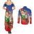Dominican Republic Christmas Couples Matching Summer Maxi Dress and Long Sleeve Button Shirt Santa Relaxing On The Beach - Wonder Print Shop