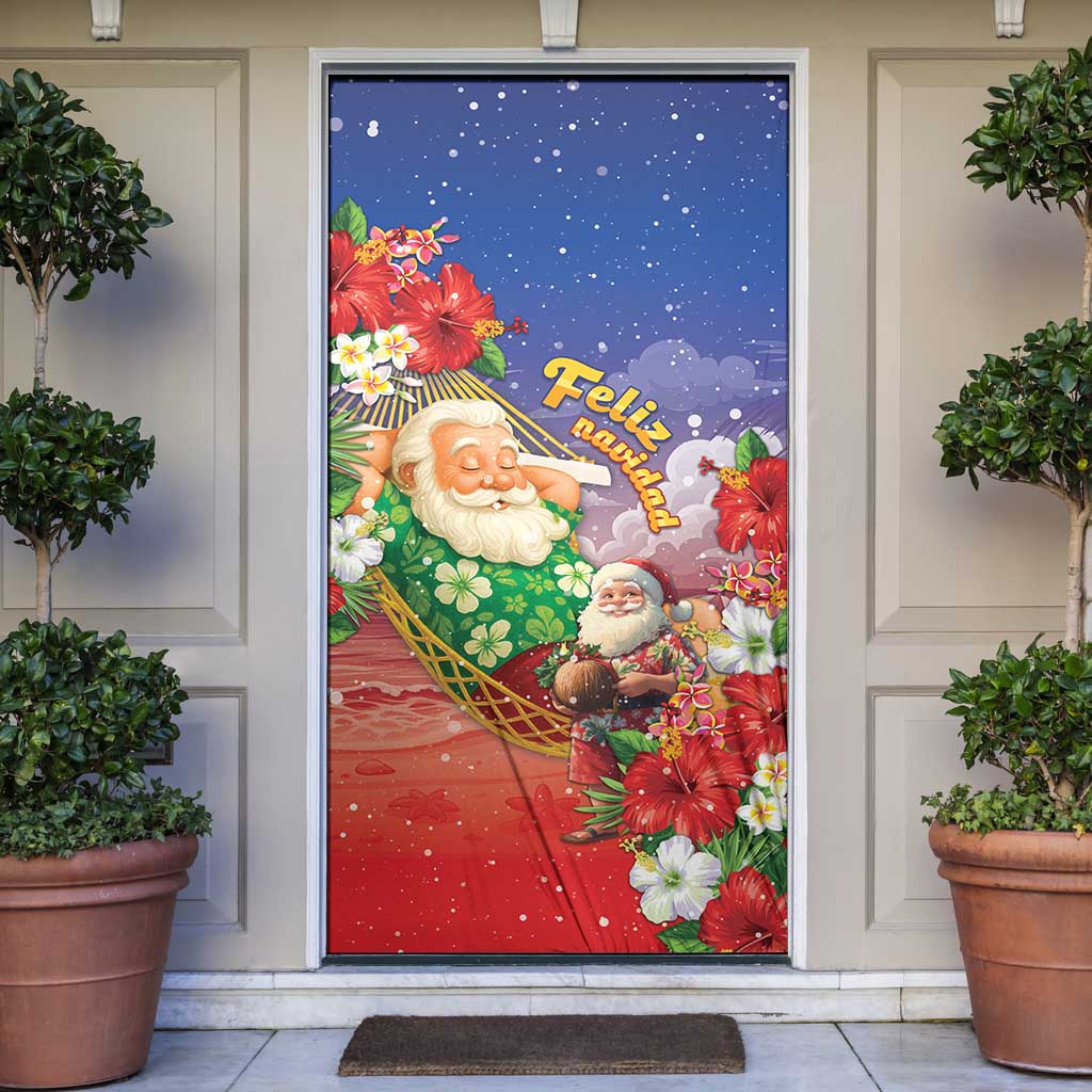 Dominican Republic Christmas Door Cover Santa Relaxing On The Beach - Wonder Print Shop