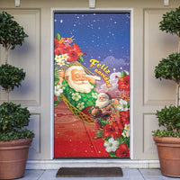 Dominican Republic Christmas Door Cover Santa Relaxing On The Beach - Wonder Print Shop