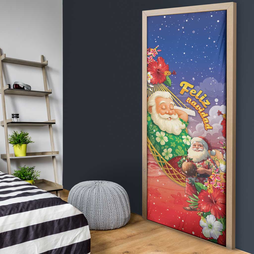 Dominican Republic Christmas Door Cover Santa Relaxing On The Beach - Wonder Print Shop