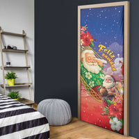 Dominican Republic Christmas Door Cover Santa Relaxing On The Beach - Wonder Print Shop