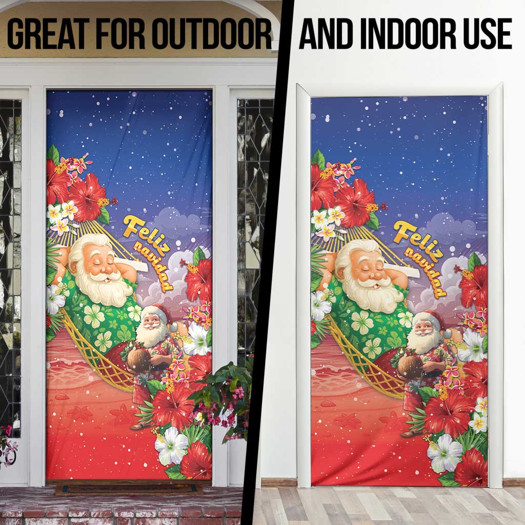 Dominican Republic Christmas Door Cover Santa Relaxing On The Beach - Wonder Print Shop