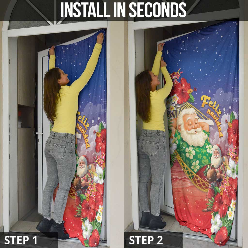 Dominican Republic Christmas Door Cover Santa Relaxing On The Beach - Wonder Print Shop