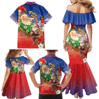 Dominican Republic Christmas Family Matching Mermaid Dress and Hawaiian Shirt Santa Relaxing On The Beach - Wonder Print Shop