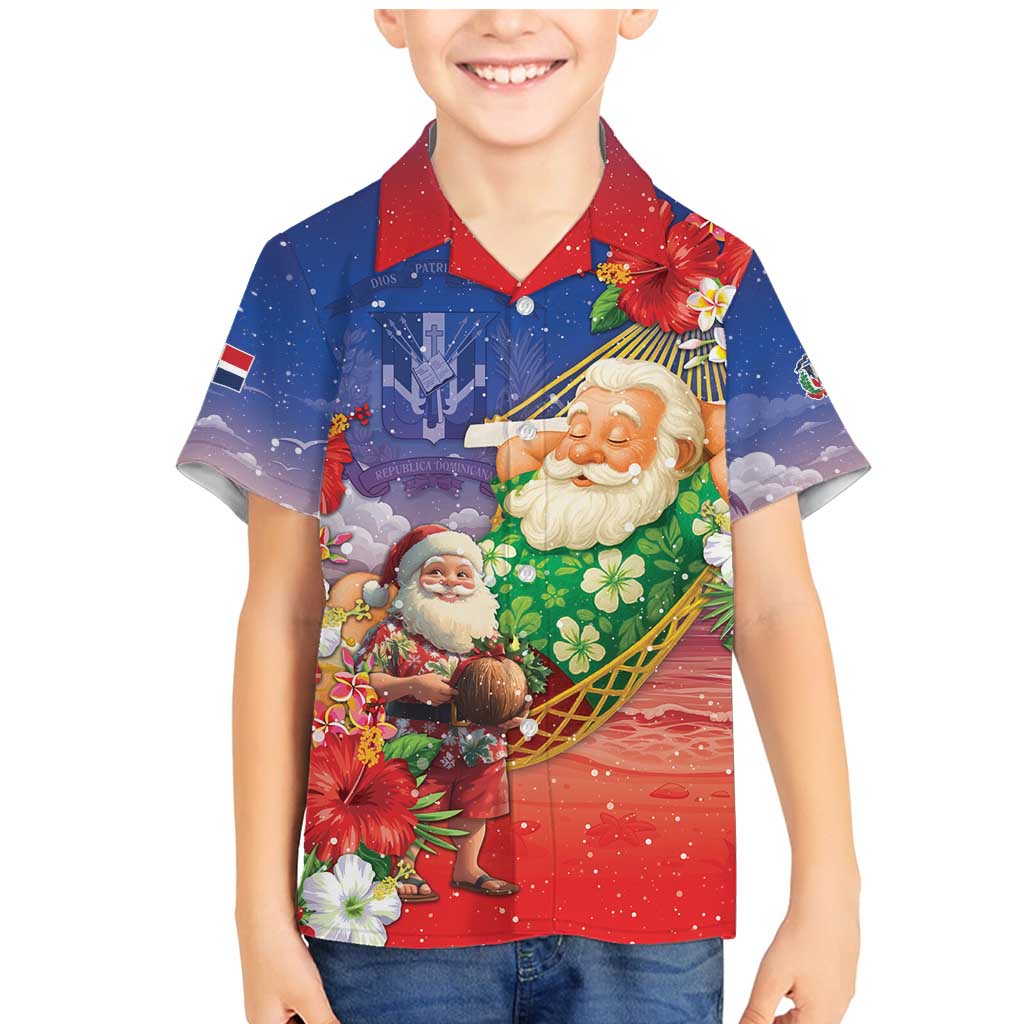 Dominican Republic Christmas Family Matching Mermaid Dress and Hawaiian Shirt Santa Relaxing On The Beach - Wonder Print Shop