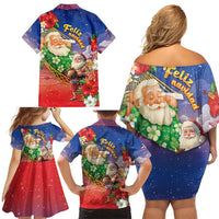 Dominican Republic Christmas Family Matching Off Shoulder Short Dress and Hawaiian Shirt Santa Relaxing On The Beach - Wonder Print Shop
