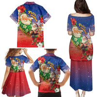 Dominican Republic Christmas Family Matching Puletasi and Hawaiian Shirt Santa Relaxing On The Beach - Wonder Print Shop