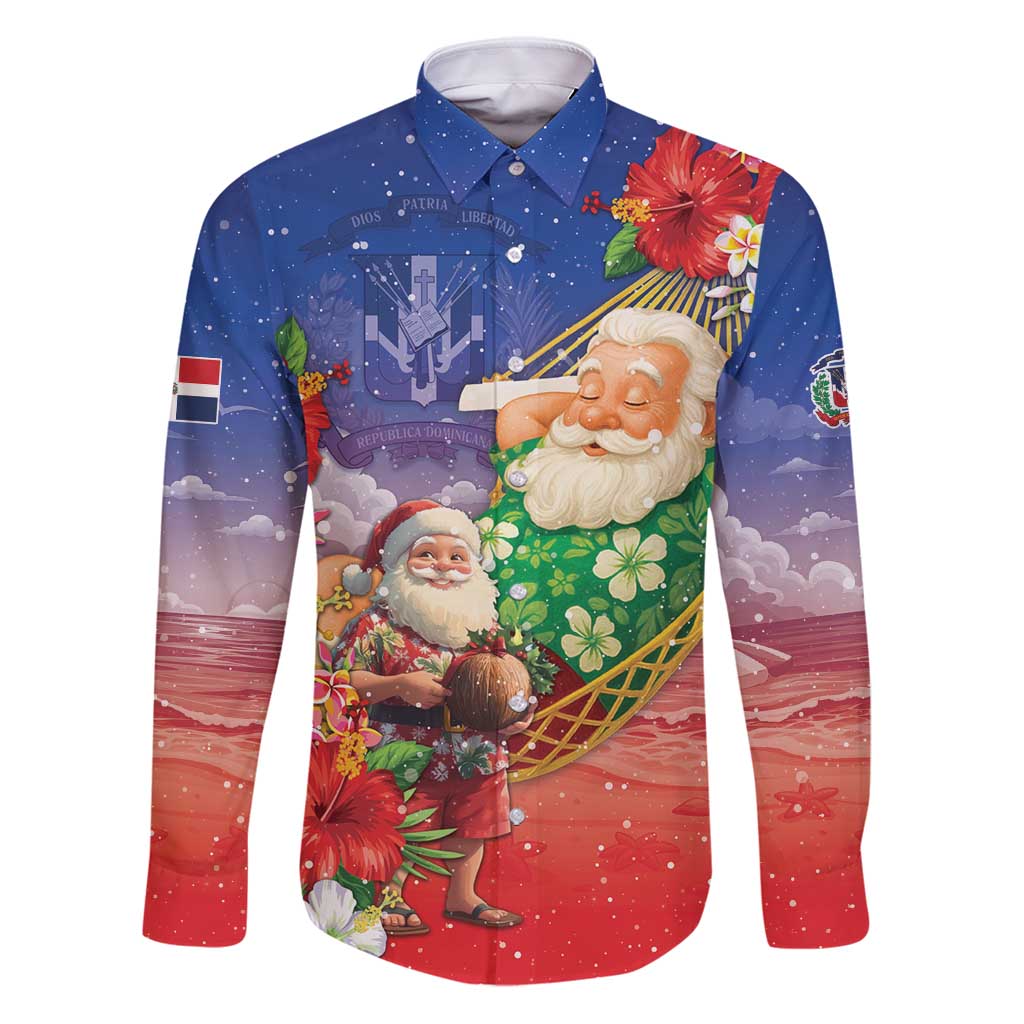 Dominican Republic Christmas Family Matching Puletasi and Hawaiian Shirt Santa Relaxing On The Beach - Wonder Print Shop