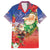 Dominican Republic Christmas Family Matching Short Sleeve Bodycon Dress and Hawaiian Shirt Santa Relaxing On The Beach - Wonder Print Shop