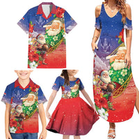 Dominican Republic Christmas Family Matching Summer Maxi Dress and Hawaiian Shirt Santa Relaxing On The Beach - Wonder Print Shop