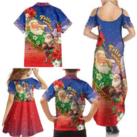 Dominican Republic Christmas Family Matching Summer Maxi Dress and Hawaiian Shirt Santa Relaxing On The Beach - Wonder Print Shop