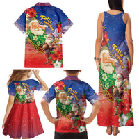 Dominican Republic Christmas Family Matching Tank Maxi Dress and Hawaiian Shirt Santa Relaxing On The Beach - Wonder Print Shop