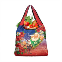 Dominican Republic Christmas Grocery Bag Santa Relaxing On The Beach - Wonder Print Shop