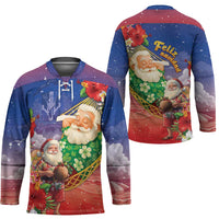 Dominican Republic Christmas Hockey Jersey Santa Relaxing On The Beach - Wonder Print Shop