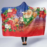 Dominican Republic Christmas Hooded Blanket Santa Relaxing On The Beach - Wonder Print Shop