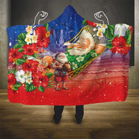 Dominican Republic Christmas Hooded Blanket Santa Relaxing On The Beach - Wonder Print Shop
