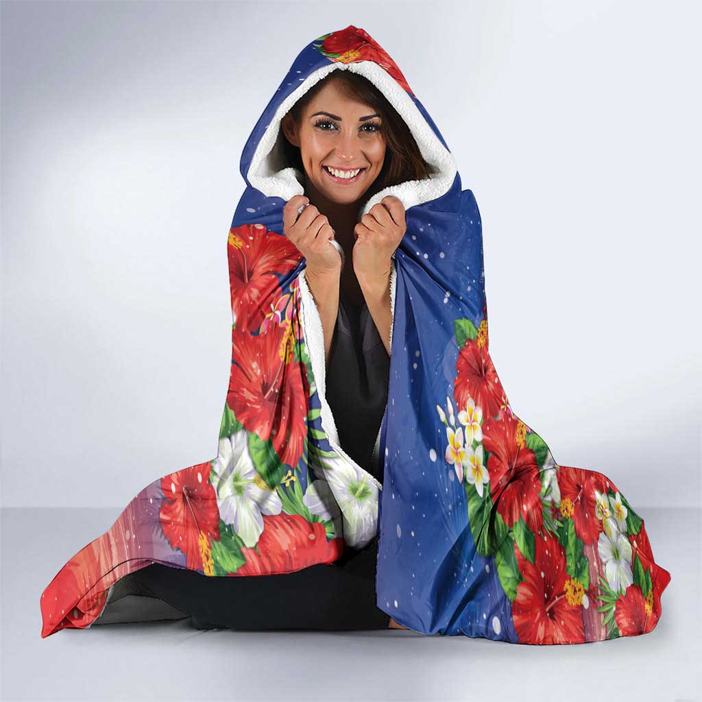 Dominican Republic Christmas Hooded Blanket Santa Relaxing On The Beach - Wonder Print Shop