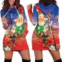 Dominican Republic Christmas Hoodie Dress Santa Relaxing On The Beach - Wonder Print Shop