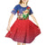 Dominican Republic Christmas Kid Short Sleeve Dress Santa Relaxing On The Beach - Wonder Print Shop