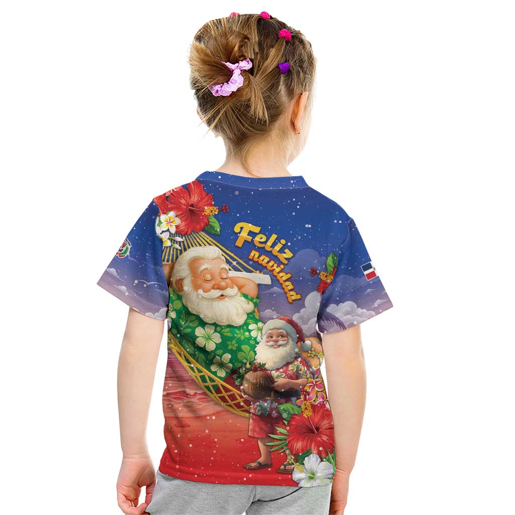 Dominican Republic Christmas Kid T Shirt Santa Relaxing On The Beach - Wonder Print Shop