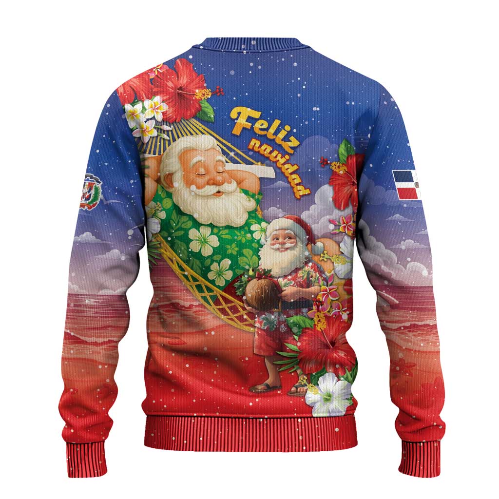 Dominican Republic Christmas Ugly Christmas Sweater Santa Relaxing On The Beach - Wonder Print Shop