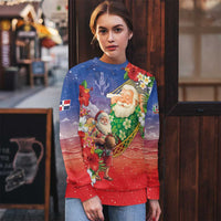 Dominican Republic Christmas Ugly Christmas Sweater Santa Relaxing On The Beach - Wonder Print Shop