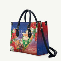 Dominican Republic Christmas Leather Bag Santa Relaxing On The Beach - Wonder Print Shop