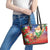 Dominican Republic Christmas Leather Tote Bag Santa Relaxing On The Beach - Wonder Print Shop