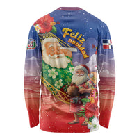 Dominican Republic Christmas Long Sleeve Shirt Santa Relaxing On The Beach - Wonder Print Shop