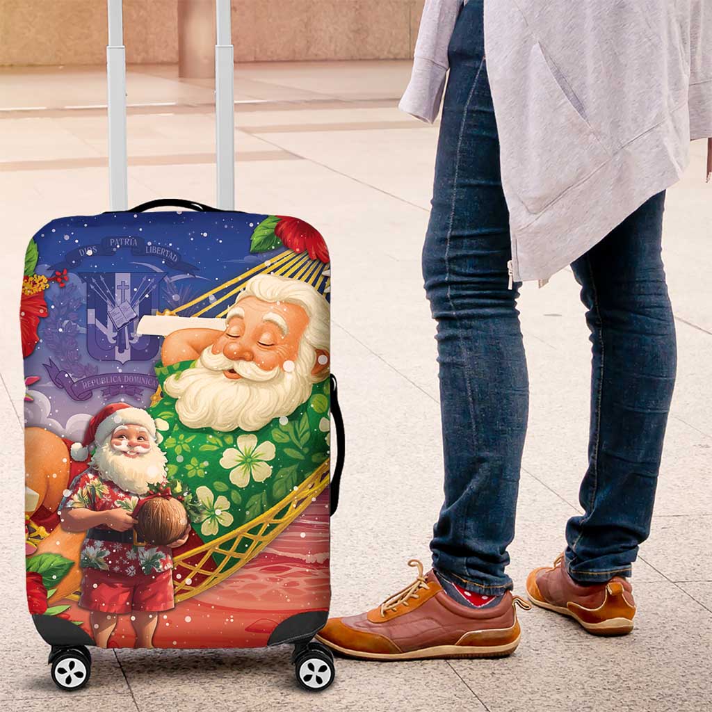 Dominican Republic Christmas Luggage Cover Santa Relaxing On The Beach - Wonder Print Shop