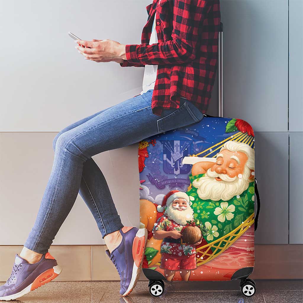 Dominican Republic Christmas Luggage Cover Santa Relaxing On The Beach - Wonder Print Shop
