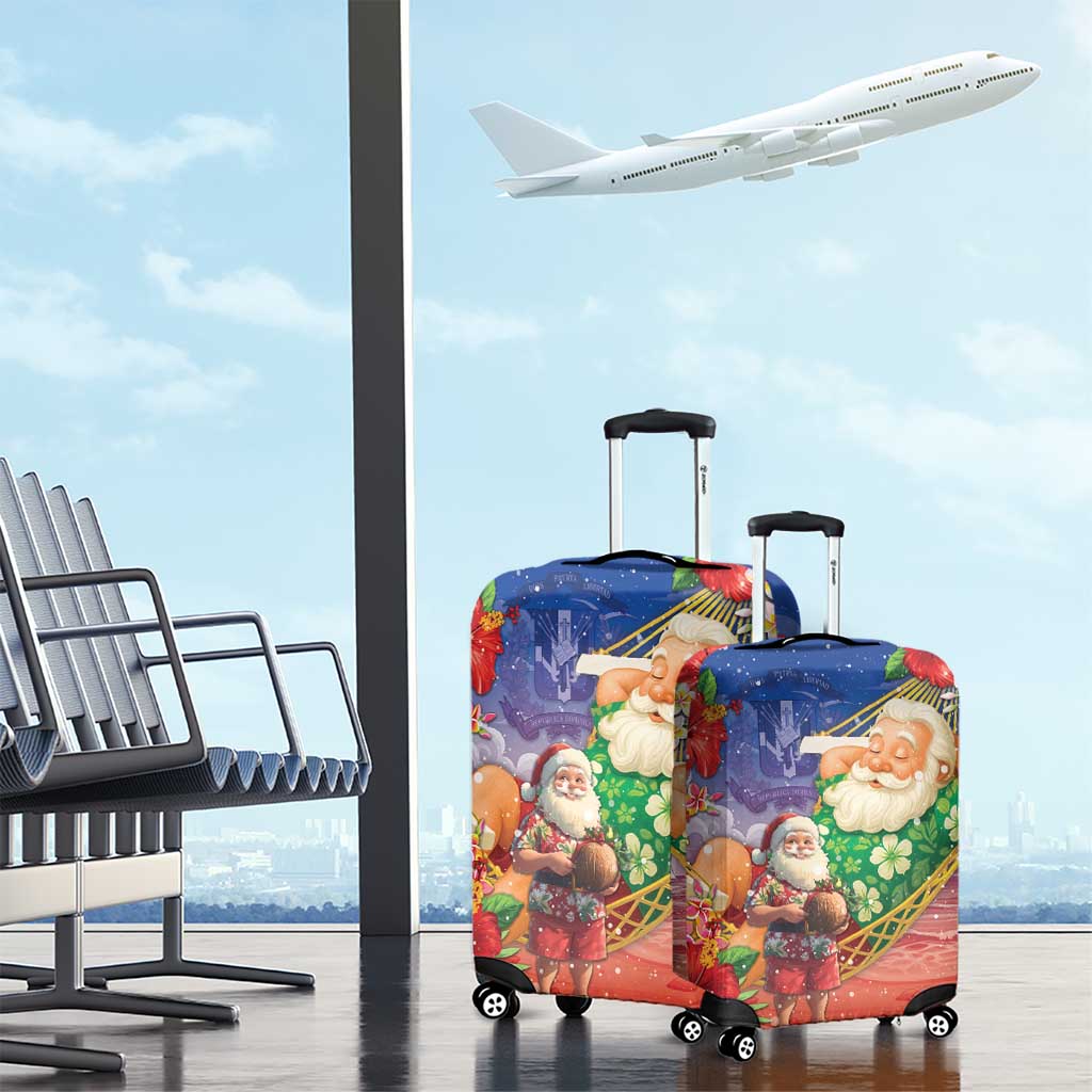 Dominican Republic Christmas Luggage Cover Santa Relaxing On The Beach - Wonder Print Shop