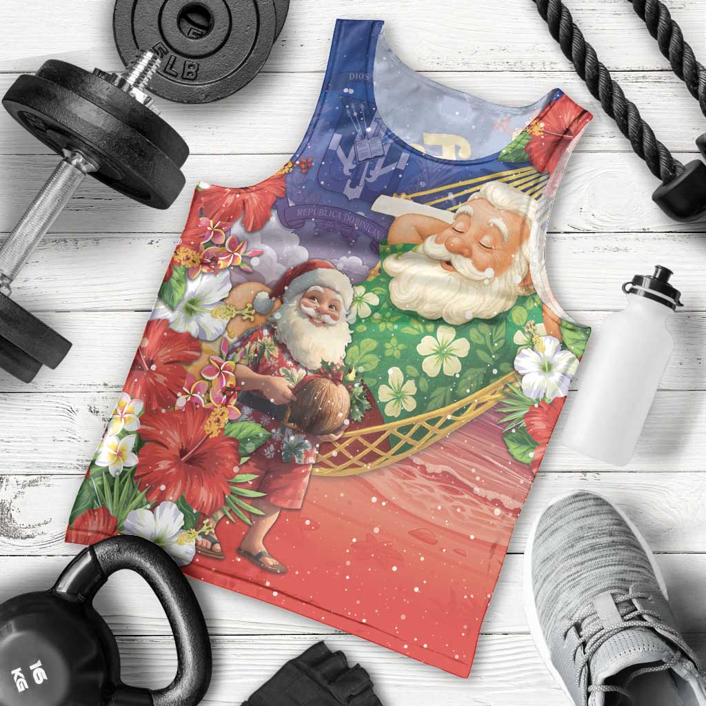 Dominican Republic Christmas Men Tank Top Santa Relaxing On The Beach - Wonder Print Shop