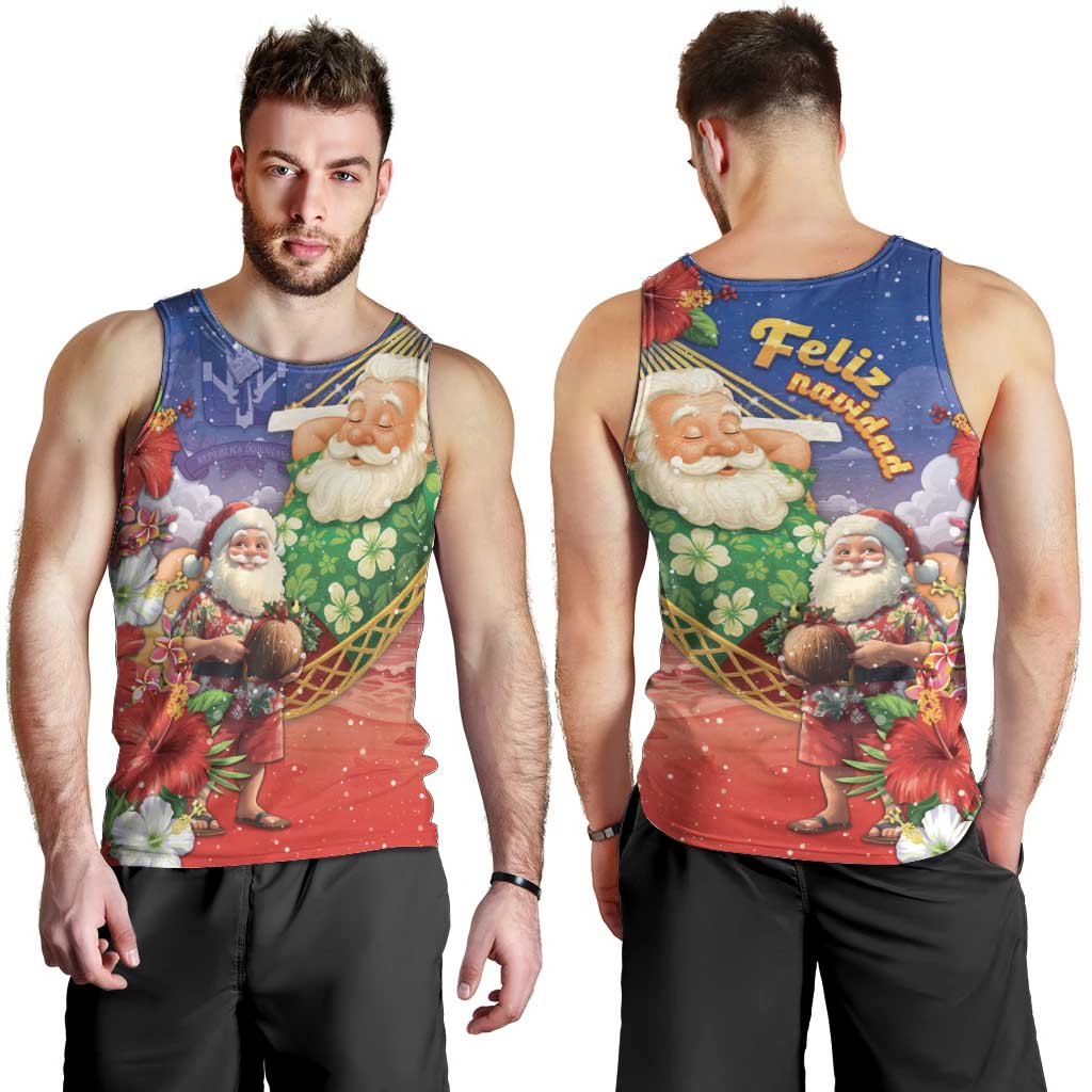 Dominican Republic Christmas Men Tank Top Santa Relaxing On The Beach - Wonder Print Shop