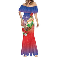 Dominican Republic Christmas Mermaid Dress Santa Relaxing On The Beach - Wonder Print Shop
