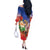 Dominican Republic Christmas Off The Shoulder Long Sleeve Dress Santa Relaxing On The Beach - Wonder Print Shop