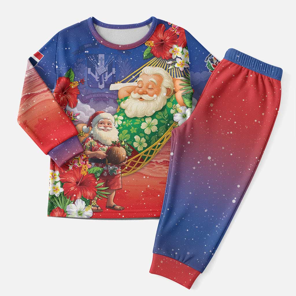Dominican Republic Christmas Pajama Set Santa Relaxing On The Beach - Wonder Print Shop