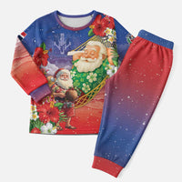 Dominican Republic Christmas Pajama Set Santa Relaxing On The Beach - Wonder Print Shop