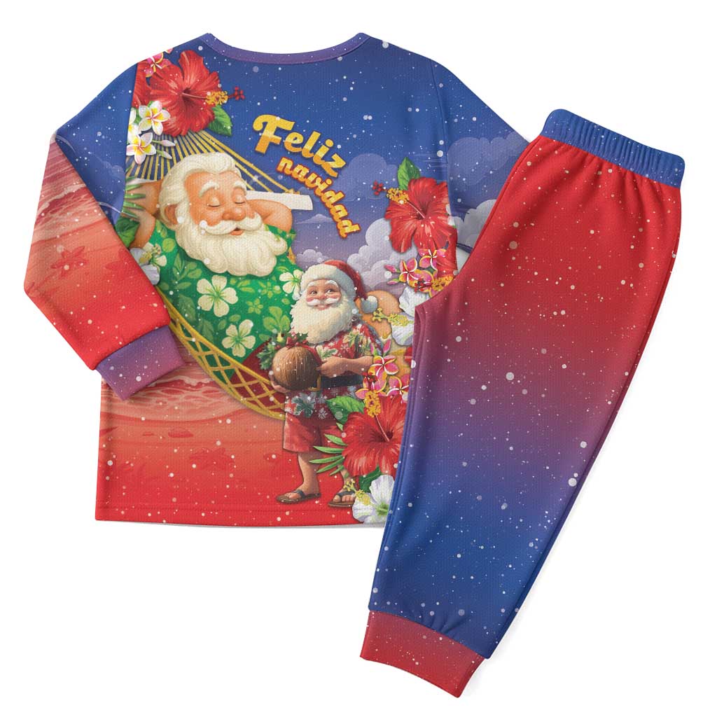 Dominican Republic Christmas Pajama Set Santa Relaxing On The Beach - Wonder Print Shop