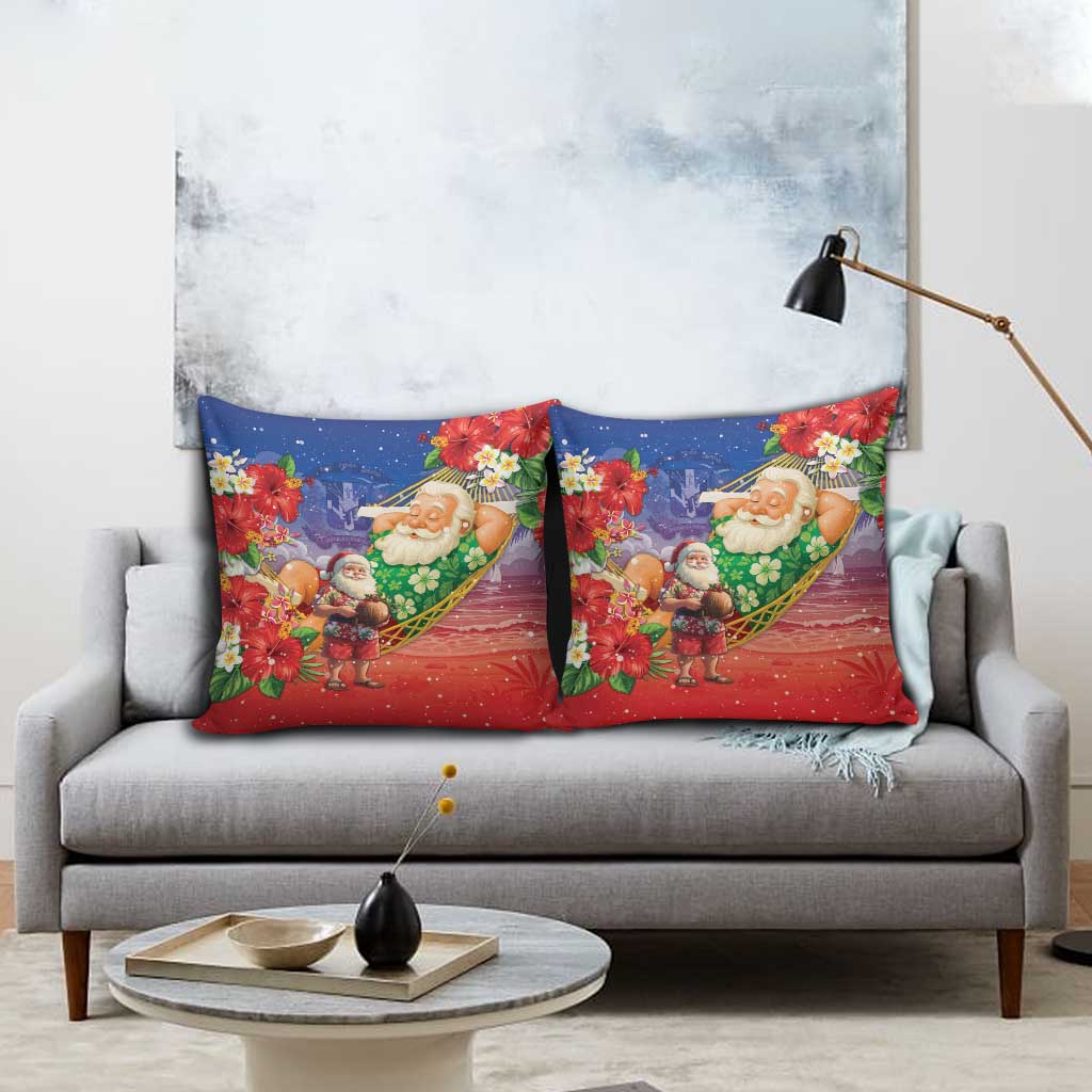 Dominican Republic Christmas Pillow Cover Santa Relaxing On The Beach - Wonder Print Shop