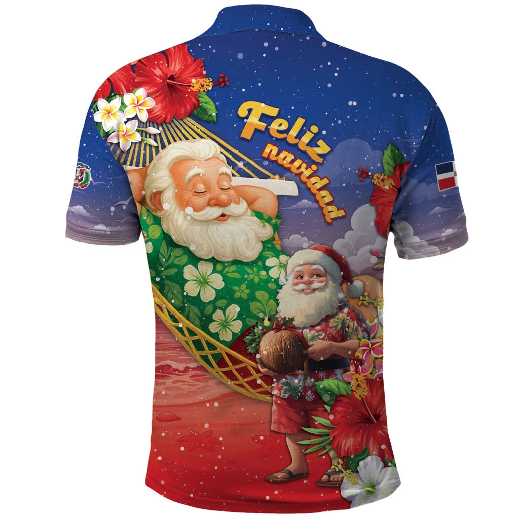 Dominican Republic Christmas Polo Shirt Santa Relaxing On The Beach - Wonder Print Shop