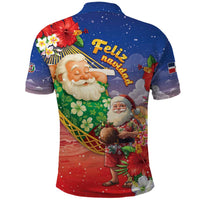 Dominican Republic Christmas Polo Shirt Santa Relaxing On The Beach - Wonder Print Shop