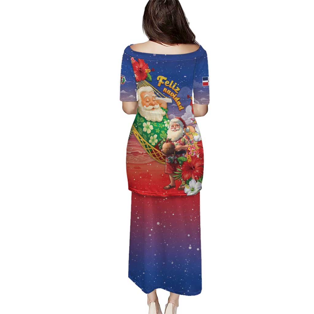 Dominican Republic Christmas Puletasi Santa Relaxing On The Beach - Wonder Print Shop