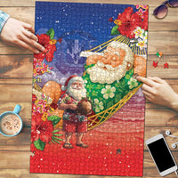 Dominican Republic Christmas Puzzle Santa Relaxing On The Beach - Wonder Print Shop