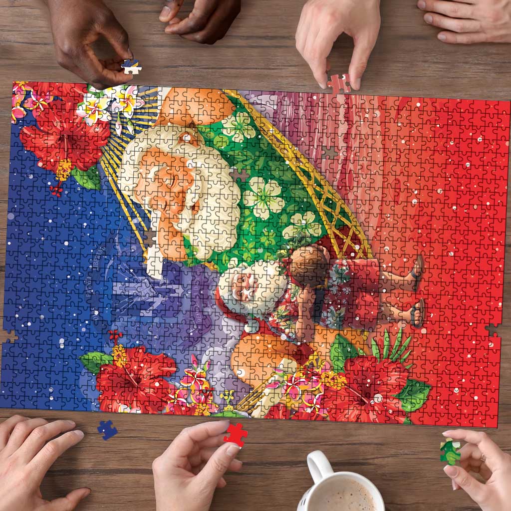 Dominican Republic Christmas Puzzle Santa Relaxing On The Beach - Wonder Print Shop
