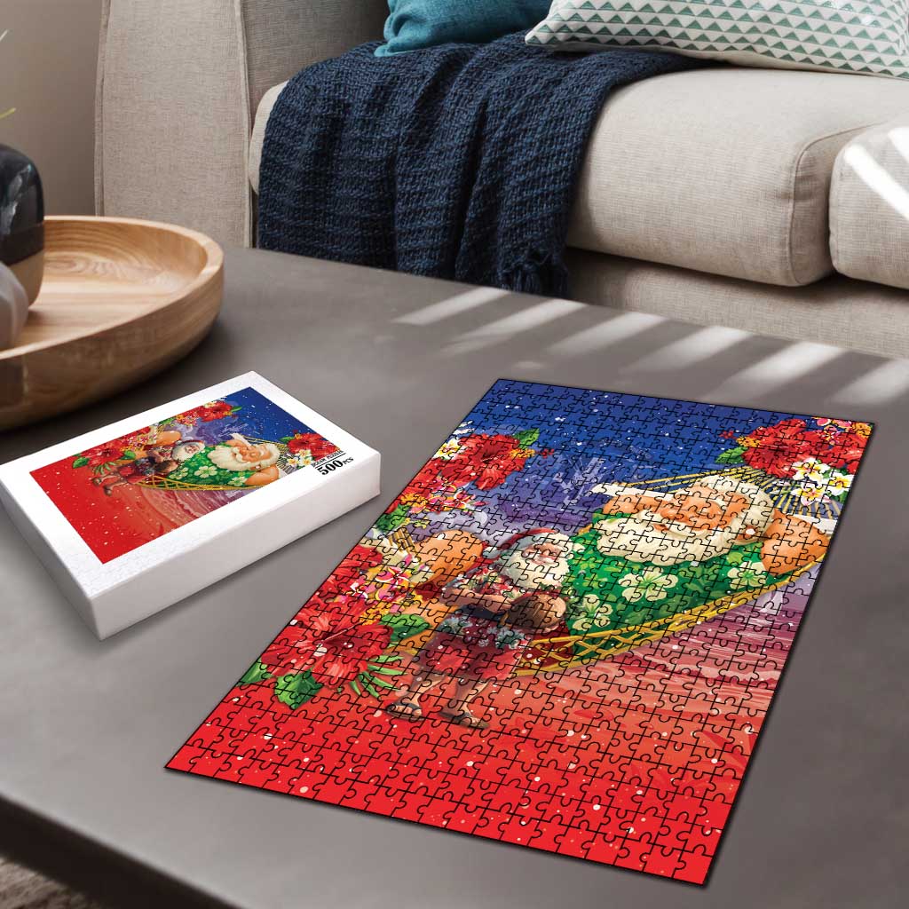 Dominican Republic Christmas Puzzle Santa Relaxing On The Beach - Wonder Print Shop